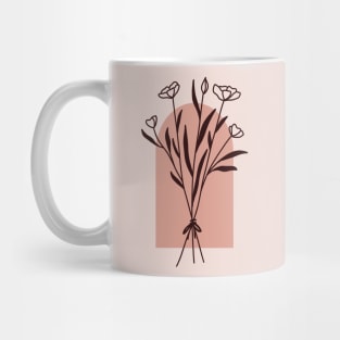 Abstract botanical Wildflower Poppy One Line Art Flowers Mug